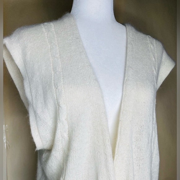 Vintage Liz Baker Angora Rabbit Hair Silk Neutral Minimalistic Sweater Vest 18W - Picture 7 of 11